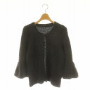 【中古】アンタイトル UNTITLED ウールナイロン混 パフスリーブカーディガン ニット 七分袖 4 チャコール /HK ■OS レディース 【ベクトル 古着】 250203
