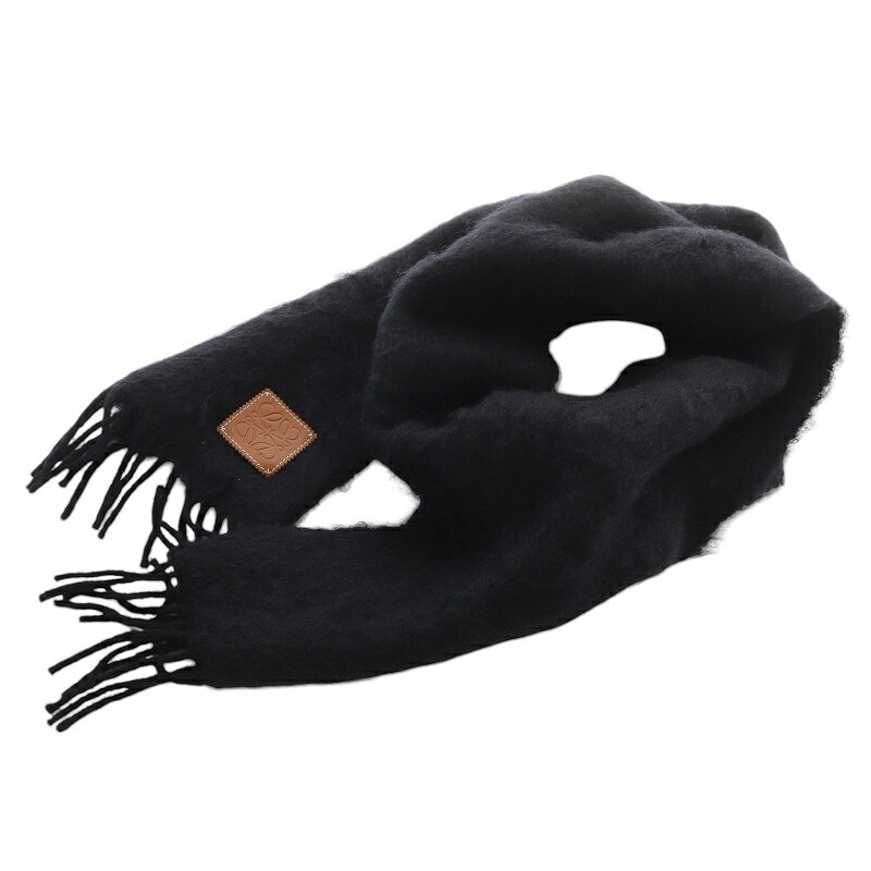 【中古】ロエベ LOEWE スカーフ モヘア&ウール アナグラム マフラー 黒 ブラック /SR37 ■OH レディース 【ベクトル 古着】 250206