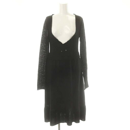 【中古】マックス&コー MAX&CO. ウールニットワンピース ロング 長袖 Vネック シアー M 黒 ブラック /DO ■OS レディース 【ベクトル 古着】 250206 【中古】マックス&コー MAX&CO. ウールニットワンピース ロング 長袖 Vネック シアー M 黒 ブラック /DO ■OS レディース 【ベクトル 古着】 250206