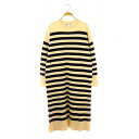【中古】ザラ ZARA ウール混 ボーダー ニットワンピース ロング S アイボリー ブラック /DF ■OS レディース 【ベクトル 古着】 250318(4)