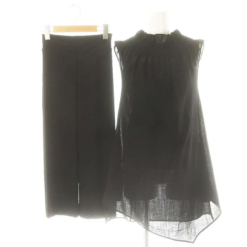 【中古】デイジーリン DAISY LIN セットアップ チュニック ノースリーブ クロップドパンツ 38 ブラック 06280 /DF ■OS レディース 【ベクトル 古着】 250213