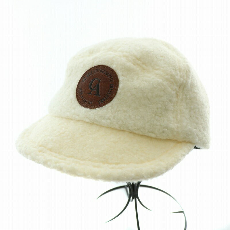 【中古】カシラ CA4LA BOB ボアキャップ 帽子 ロゴ レザーパッチ 牛革 F 白 ホワイト TOZ00044 /BB ■SH..