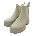 【中古】ランダ RANDA サイドゴアレインブーツ 長靴 ショート 厚底 37 ベージュ /FF レディース 【ベクトル 古着】 250523