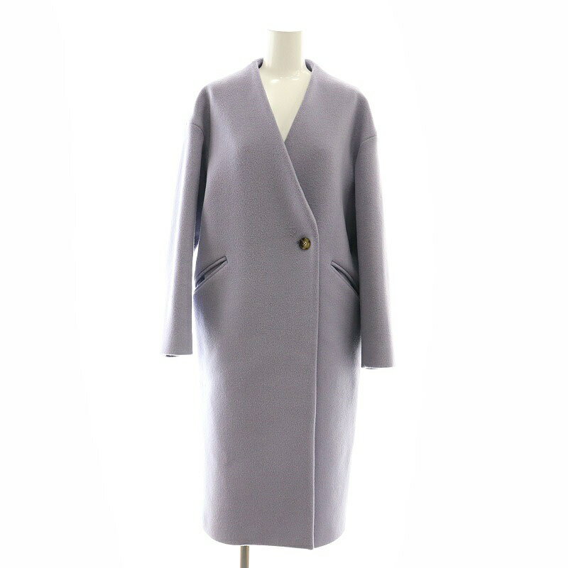 【中古】ノーブル NOBLE W/NyソフトメルトンVカラーコート ノーカラー アウター ウール 36 ラベンダー /KO ■OS レディース 【ベクトル 古着】 250221