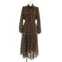 【中古】トッコ TOCCO タック入りボウタイりぼんフラワープリントワンピース ロング 長袖 M ブラウン /MY ■OS レディース 【ベクトル 古着】 250303(4)