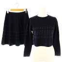 【中古】スナイデル SNIDEL 23SS Susクロップドニットセットアップ カットソー フレアスカート F 紺 白 /MI ■OS レディース 【ベクトル ...