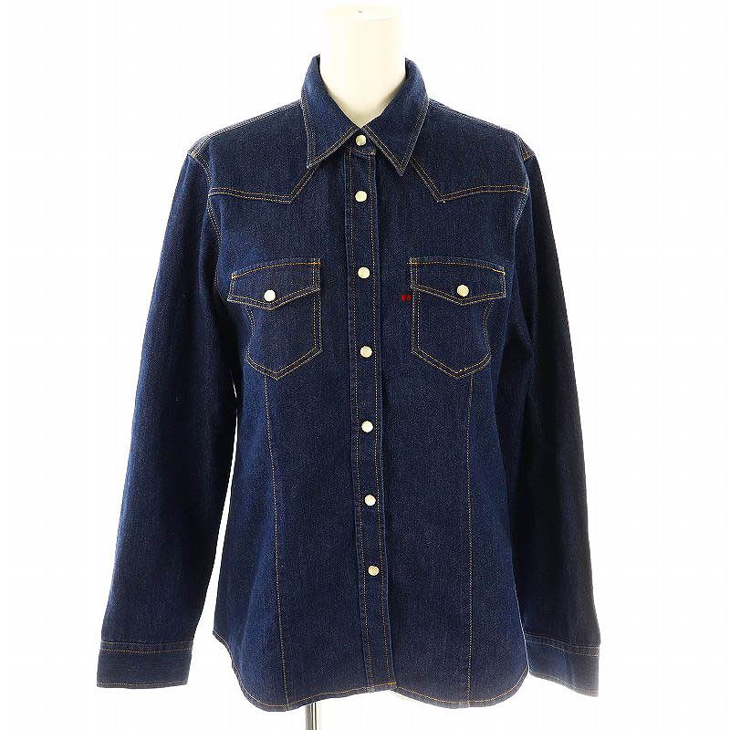 【中古】マックレガー マクレガー McGREGOR デニム ウエスタンシャツ 長袖 L ネイビー /DF ■OS レディース 【ベクトル 古着】 250228