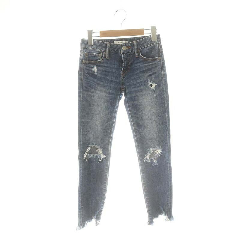 【中古】マウジー MOUSSY ダメージ加工デニムパンツ ジーンズ ボトムス ジップフライ コットン 23 青 ブルー /YQ ■OS レディース 【ベクトル 古着】 250225