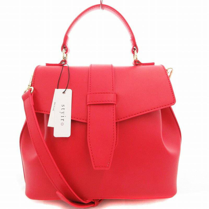 【中古】未使用品 スタイロ styiro タグ付き ハンドバッグ ショルダー 2WAY フラップ 赤 レッド /OU レディース 【ベクトル 古着】 250523
