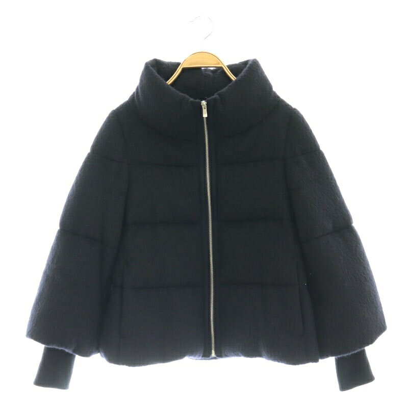 【中古】アナイ ANAYI アルパカシャギーダウンコート 34 紺 /MI ■OS レディース 【ベクトル 古着】 250310