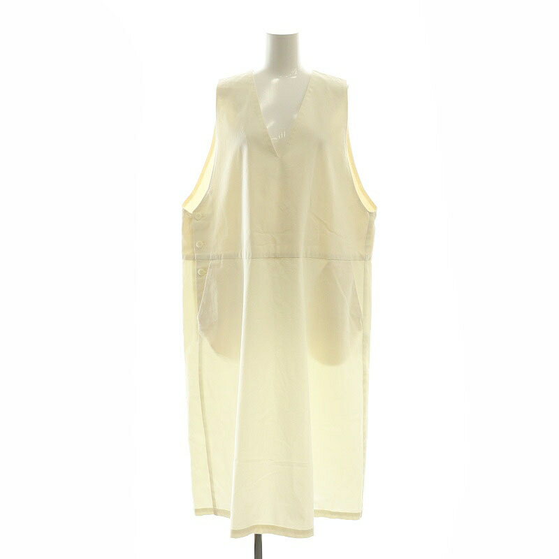 【中古】ミディウミ MidiUmi Vネックジャンパースカート ワンピース ミモレ ロング アイボリー /AT ■OS レディース 【ベクトル 古着】 250317
