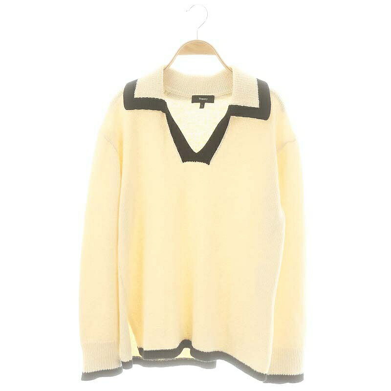 【中古】セオリー Theory 24SS WAVE BOUCLE OW LS PULLOVER プルオーバー ニット セーター 長袖 S アイボリー ブラック /ES ■OS レディース 【ベクトル 古着】 250301