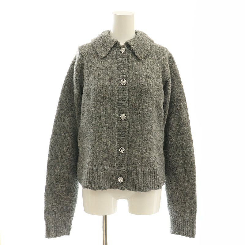 【中古】ミラオーウェン Mila Owen 24AW ビジューボタンポロニットカーディガン アルパカ混 0 グレー /ES ■OS レディース 【ベクトル 古着】 250301