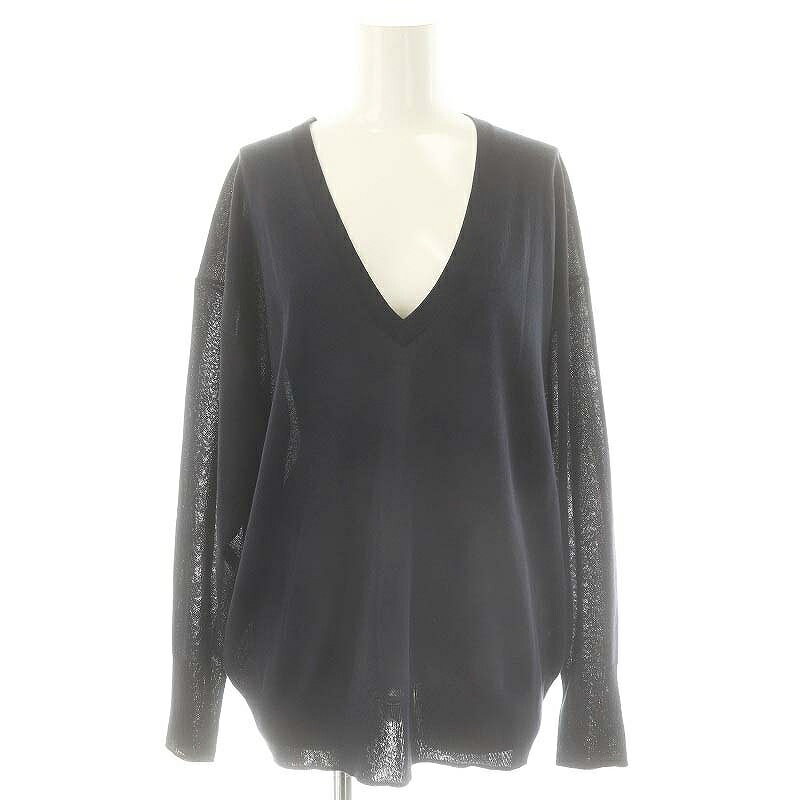 【中古】スピック&スパン Spick&Span 24SS シルキーアクリルVネックプルオーバー カットソー ネイビー ..