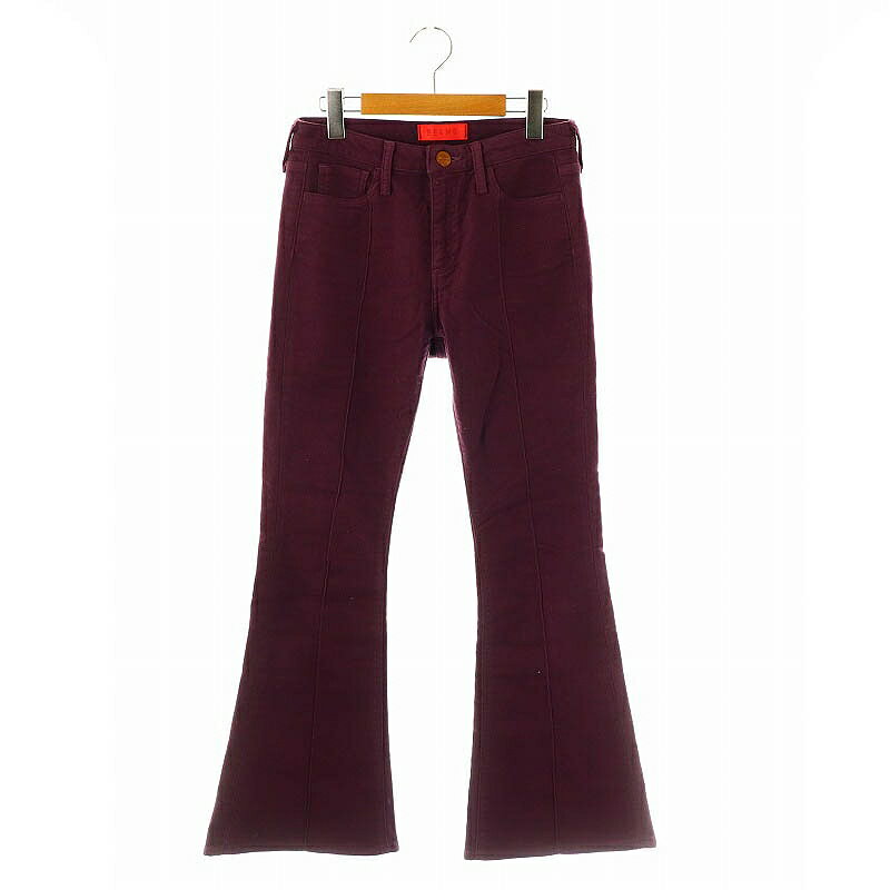 【中古】ビームス BEAMS × RED CARD B68418 フレアパンツ ジッパーフライ コットン 24 紫 /NR ■OS レディース 【ベクトル 古着】 250317