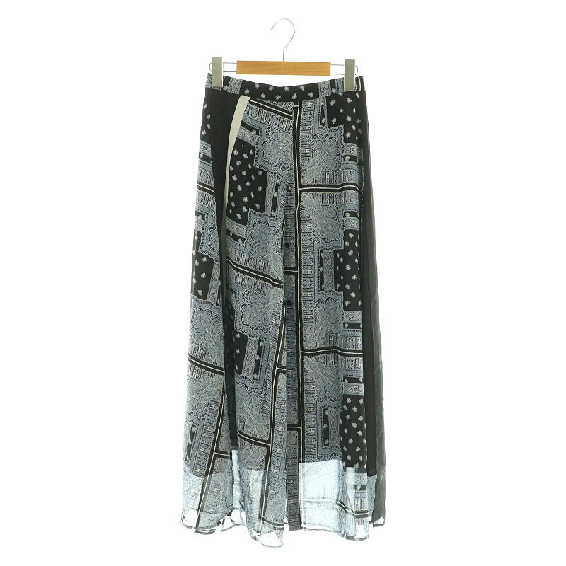 【中古】フレイアイディー FRAY I.D 16AW スリットロングスカート フレア 切替 ペイズリー柄 0 ネイビー /MY ■OS レディース 【ベクトル 古着】 250304