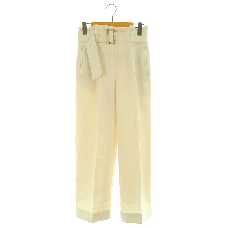 【中古】グリーンレーベルリラクシング ユナイテッドアローズ green label relaxing CS ダブル ワイド パンツ ベルト付 36 アイボリー /MY ■OS レディース 【ベクトル 古着】 250304