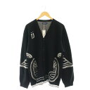 【中古】未使用品 ダストネーション DUSTNATION 24SS GABBER CARDIGAN ニットカーディガン Vネック L ブラック DNS24S-K...