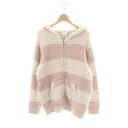 【中古】ジェラートピケ gelato pique 23AW ルームウェアボーダーパーカー ニット ジップアップ F ピンク オフホワイト /DO ■OS レディース 【ベクトル 古着】 250307