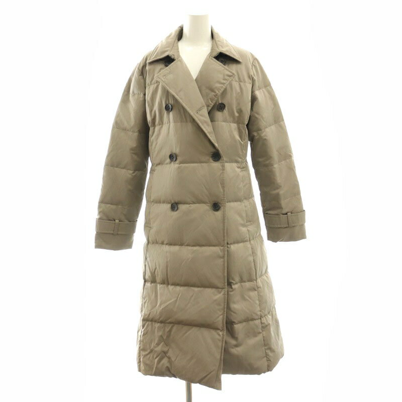 【中古】セオリーリュクス theory luxe 23AW Nova Brighton ダウンコート ロング ダブル 38 グレージュ /HK ■OS ■SH レディース 【ベクトル 古着】 250311