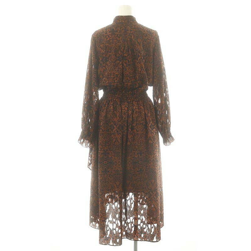 【中古】アンティミテ INTIMITE Flower JQ Tail One-piece ワンピース 長袖 ロング S 黒 茶 /NR ■OS レディース 【ベクトル 古着】 250311