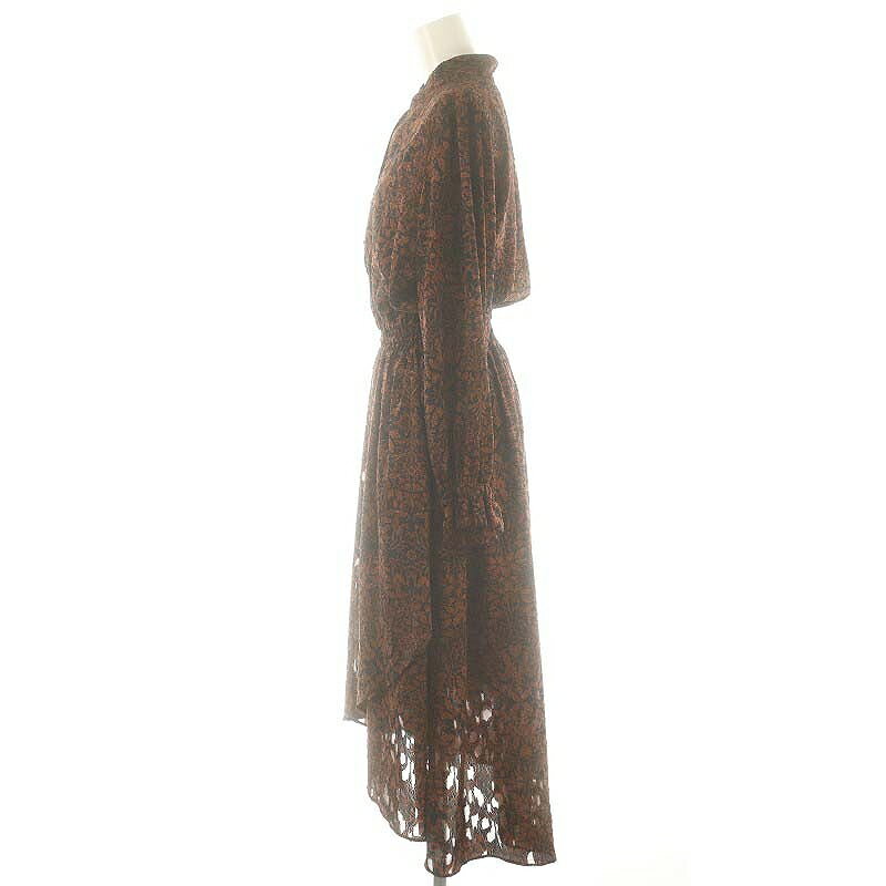 【中古】アンティミテ INTIMITE Flower JQ Tail One-piece ワンピース 長袖 ロング S 黒 茶 /NR ■OS レディース 【ベクトル 古着】 250311