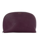 【中古】スマイソン SMYTHSON ラウンドポーチ メイク 化粧 レザー パープル /YO3 レディース 【ベクトル 古着】 250405