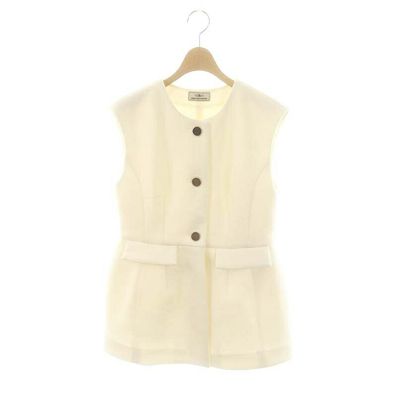 【中古】グレースコンチネンタル GRACE CONTINENTAL 25SS ダンボールニットジレジャケット ノーカラー 金ボタン 36 キナリ /DO ■OS レディース 【ベクトル 古着】 250324のサムネイル