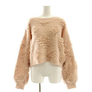 【中古】ナチュラルクチュール natural couture 23AW もしゃもしゃフラワーライクショートニット セーター F ピンク /AT ■OS レディース 【ベクトル 古着】 250327