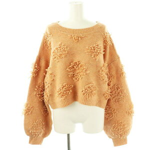 【中古】ナチュラルクチュール natural couture 23AW もしゃもしゃフラワーライクショートニット セーター F オレンジ /AT ■OS レディース 【ベクトル 古着】 250327