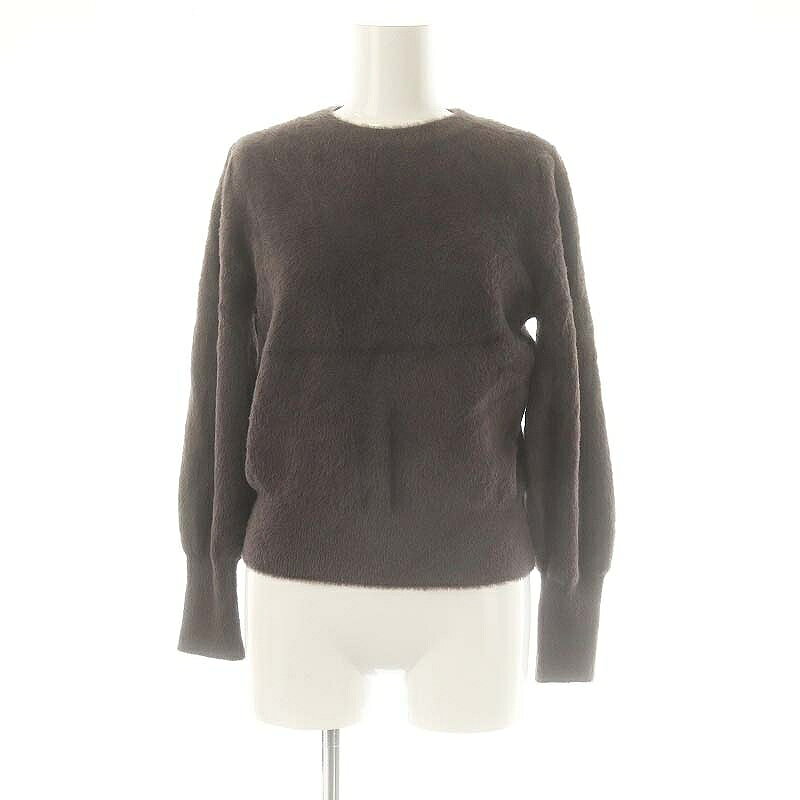 【中古】インデックス INDEX フェザーヤーン パフスリーブニット 長袖 S チャコールグレー /HK ■OS ■GY..