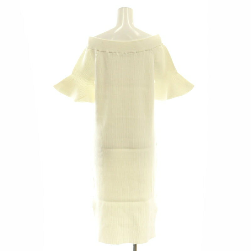 【中古】アドーア ADORE オフショルダー リブニット ワンピース ひざ丈 38 ホワイト /DF ■OS レディース 【ベクトル 古着】 250402