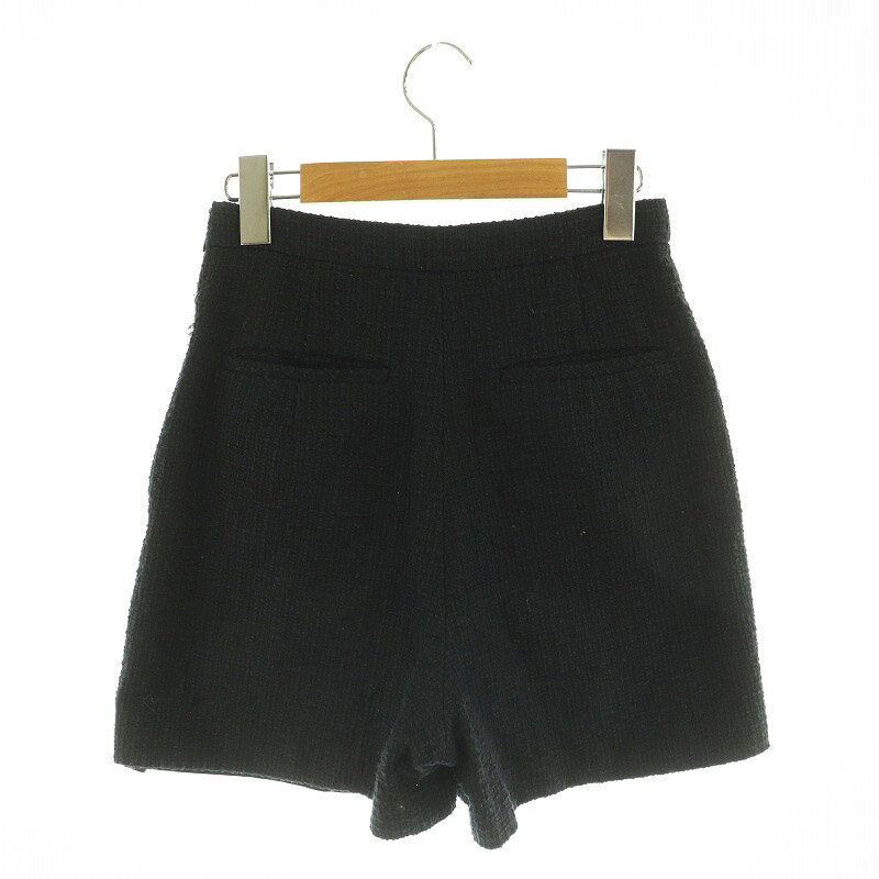 【中古】スナイデル SNIDEL 23AW ロービングシンプルショートパンツ ハイウエスト ツイード 0 ブラック /MY ■OS レディース 【ベクトル 古着】 250404