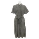 【中古】アラーニザグレー ALANITHEGREY コットンナイロンシャツワンピース 半袖 ロング S カーキ /DO ■OS ■SH ■PN レディース 【ベクトル 古着】 250501