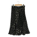 【中古】B&Y ユナイテッドアローズ BEAUTY&YOUTH ビューティー&ユース ドットパネルフレアスカート ロング S ブラック /HK ■OS レディー...