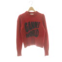 【中古】ガニー GANNI ロゴ パフスリーブ ニット セーター ウール混 XXS 赤 /MI ■OS レディース 【ベクトル 古着】 250415