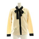 【中古】チェスティ Chesty チューリップアンサンブルニット 長袖 クルーネック バイカラー F アイボリー 黒 ブラック /AT ■OS レディース 【ベクトル 古着】 250421