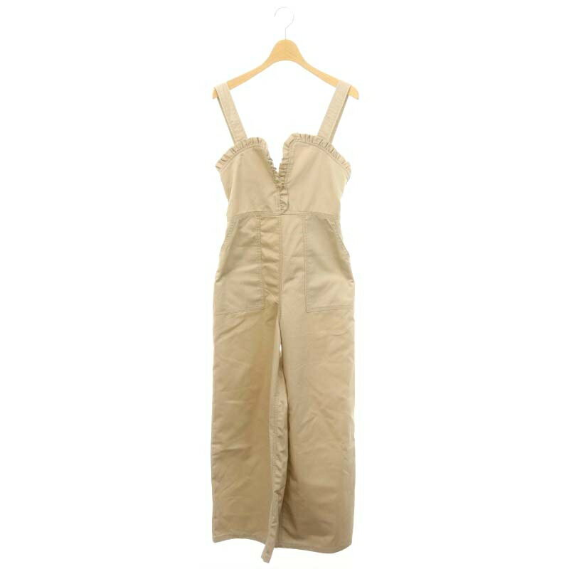 【中古】アメリヴィンテージ Ameri VINTAGE 23AW FRILL DETAIL OVERALL オーバーオール オールインワン ワイドパンツ フリル S ベージュ /DO ■OS ■PN レディース 【ベクトル 古着】 250502