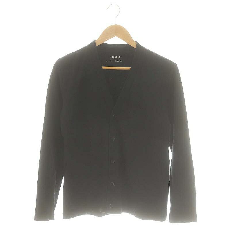 【中古】スリードッツ three dots ブラッシュドリブ カーディガン S ブラック /SY ■OS メンズ 【ベクトル 古着】 250418