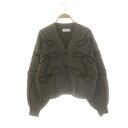 【中古】アダムエロペ Adam et Rope' 24AW ラインニットカーディガン Vネック 長袖 F グレー /AT ■OS レディース 【ベクトル 古着】 250428