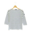 【中古】セントジェームス SAINT JAMES 7分袖バスクボーダーTシャツ カットソー XS 白 紺 /MI ■OS レディース 【ベクトル 古着】 250507