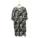 【中古】ヴィヴィアンタム VIVIENNE TAM 総柄パワーネット七分袖ワンピース ひざ丈 38 ブラック ホワイト /DF ■OS レディース 【ベクトル 古着】 250508(4)