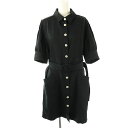 【中古】サンドロ sandro JOODY BELTED SHORT SLEEVE MINIDRESS ドレス ワンピース ひざ丈 五分袖 黒 ブラック /AT...
