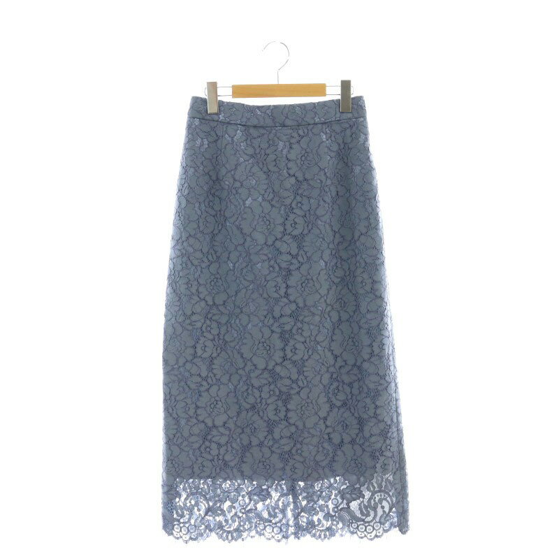 【中古】ラ トータリテ La TOTALITE フラワー レースタイトスカート ロング 38 青 /NR ■OS レディース 【ベクトル 古着】 250606