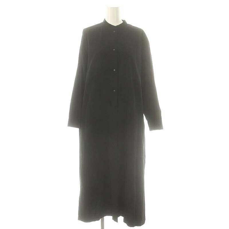 【中古】プレインピープル PLAIN PEOPLE バンドカラーシャツワンピース ロング 長袖 2 ブラック /DO ■OS ■SH レディース 【ベクトル 古着】 250512