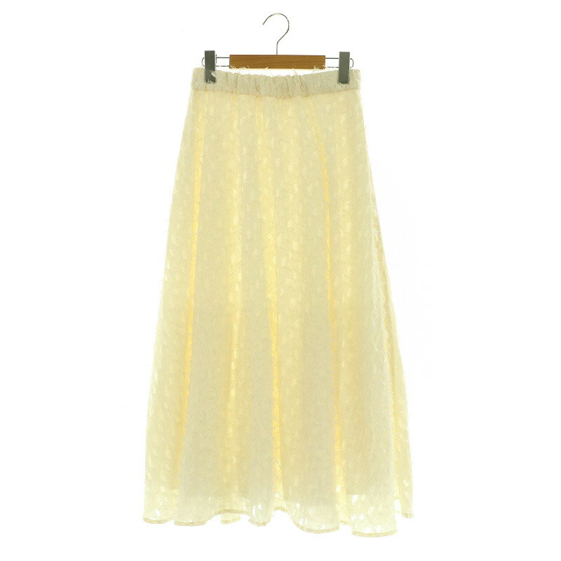 【中古】アンミヌ UNMINOU フェザーフレアスカート ロング ジャガード イージー F アイボリー /MY ■OS レディース 【ベクトル 古着】 250526(4)