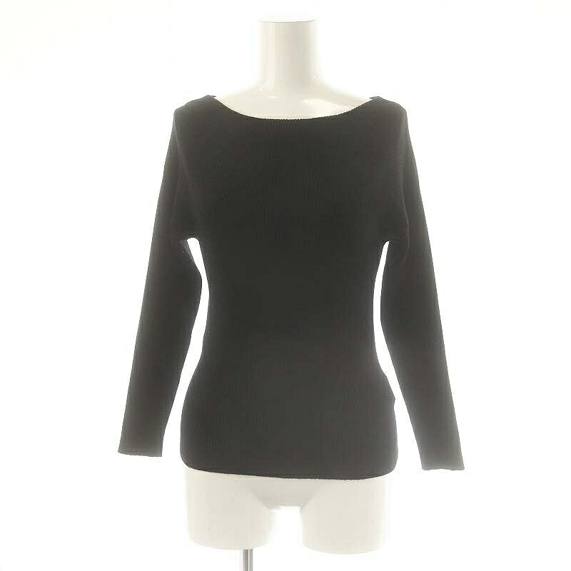 【中古】ストロベリーフィールズ STRAWBERRY-FIELDS ボトルネックリブニット プルオーバー 長袖 ブラック /DF ■OS レディース 【ベクトル 古着】 250520