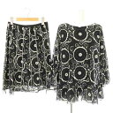 【中古】ヴィヴィアンタム VIVIENNE TAM パワーネット スカート トップス セットアップ カットソー セミフレアスカート 総柄 38 42 ブラック ホワイト /ES ■OS レディース 【ベクトル 古着】 250519
