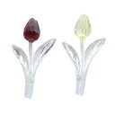 【中古】スワロフスキー SWAROVSKI オブジェ 置物 チューリップ 2点セット クリア 黄色 イエロー 赤 レッド /SR8 レディース 【ベクトル 古着】 250710(3)