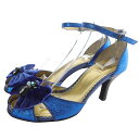 【中古】アナスイ ANNA SUI ラメリボン パンプス サンダル ハイヒール 3.5 青 ブルー /SR1 レディース 【ベクトル 古着】 250710